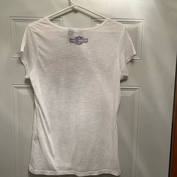 Harley Davidson Bling Logo Flag Tee Womens Lg - Picture 2 of 4
